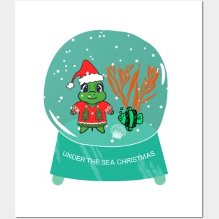 UNDER The Sea Christmas Snowglobe Posters and Art